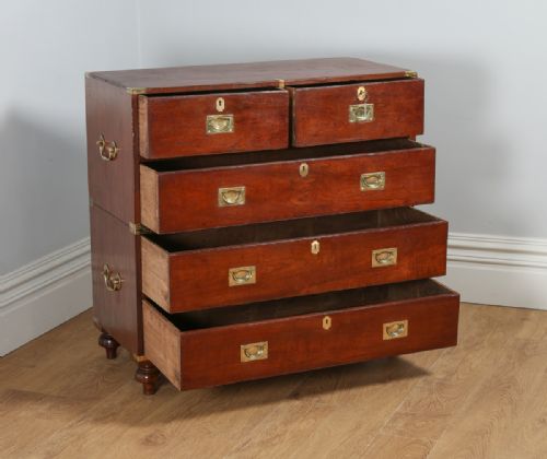 fig 5. Victorian Colonial Anglo Indian Teak & Brass Military Officer’s Campaign Chest of Drawers (Circa 1880)