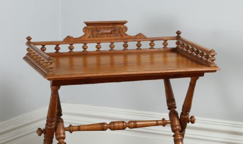 fig 2. Edwardian Oak Butlers Drinks Gallery Tray Side Table & Stand (Circa 1900)