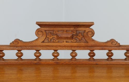 fig 4. Edwardian Oak Butlers Drinks Gallery Tray Side Table & Stand (Circa 1900)