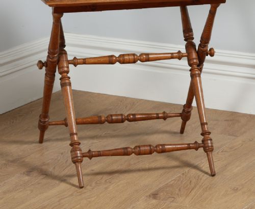 fig 7. Edwardian Oak Butlers Drinks Gallery Tray Side Table & Stand (Circa 1900)