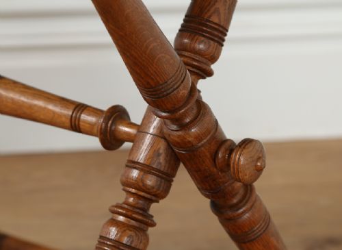 fig 8. Edwardian Oak Butlers Drinks Gallery Tray Side Table & Stand (Circa 1900)