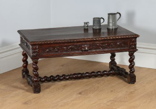 French Provincial Carved Oak Coffee Rectangular / Centre / Occasional / Magazine Table (Circa 1860)