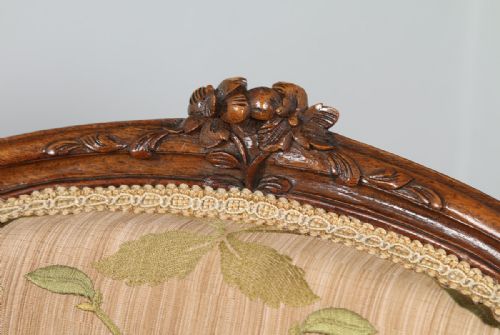 fig 5. French Louis XVI Revival Walnut Silk Damask Upholstered Pair of Side Chairs (Circa 1860)
