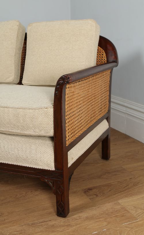 fig 1. George V Three Piece Mahogany & Cane Bergere Couch Settee Sofa Lounge Suite by Staples & Co. (Circa 1920)