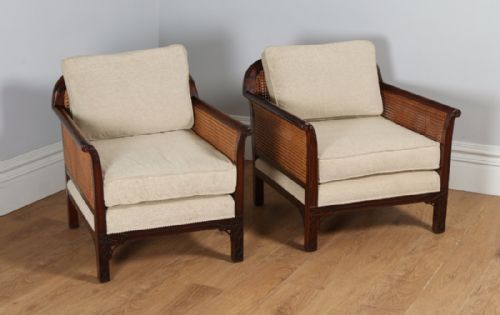 fig 4. George V Three Piece Mahogany & Cane Bergere Couch Settee Sofa Lounge Suite by Staples & Co. (Circa 1920)