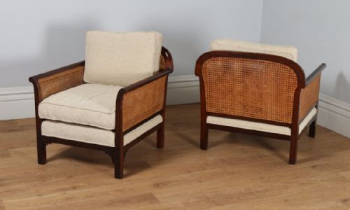fig 7. George V Three Piece Mahogany & Cane Bergere Couch Settee Sofa Lounge Suite by Staples & Co. (Circa 1920)