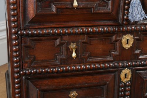 fig 4. William & Mary English 17th Century Oak Panelled Geometric Chest of Drawers (Circa 1690)