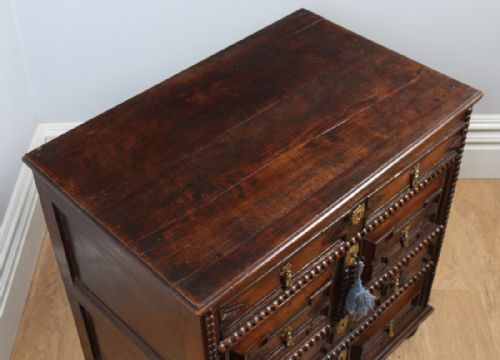 fig 5. William & Mary English 17th Century Oak Panelled Geometric Chest of Drawers (Circa 1690)