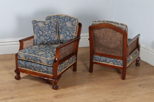 fig 7. George V Three Piece Mahogany & Cane Bergere Couch Settee Sofa Lounge Suite (Circa 1920)