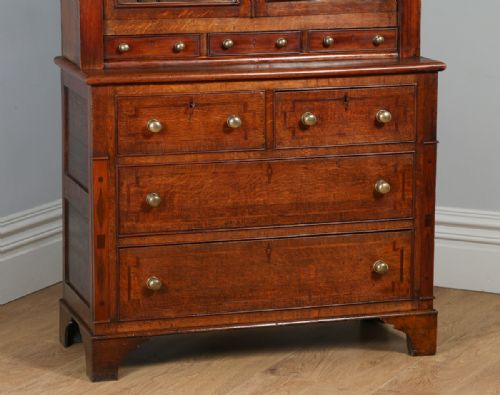 fig 4. Welsh (Anglesey) Georgian Oak & Mahogany Housekeepers Kitchen Food Cupboard Bookcase Dresser Display Cabinet (Circa 1810)