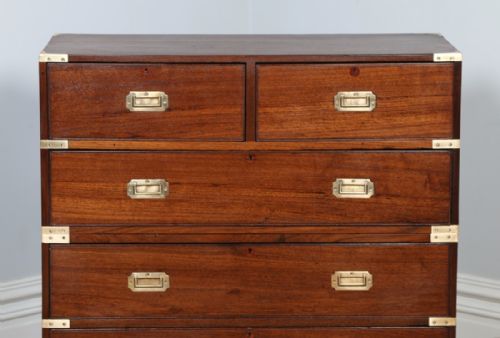 fig 1. Victorian Colonial Anglo Indian Teak & Brass Military Officer’s Campaign Chest of Drawers (Circa 1860)