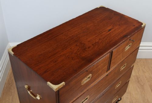 fig 2. Victorian Colonial Anglo Indian Teak & Brass Military Officer’s Campaign Chest of Drawers (Circa 1860)