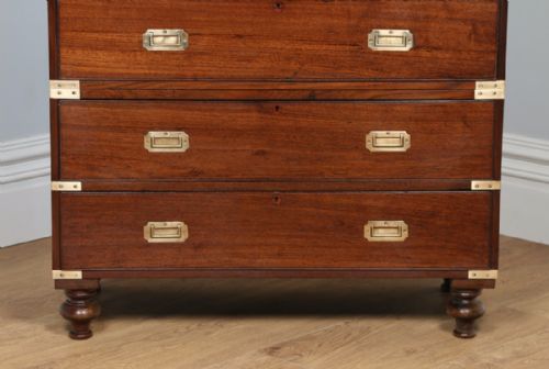fig 6. Victorian Colonial Anglo Indian Teak & Brass Military Officer’s Campaign Chest of Drawers (Circa 1860)