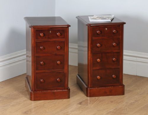 Pair of Victorian Flame Mahogany Bedside Chests Pot Cupboards Night Stands Cabinets (Circa 1860)