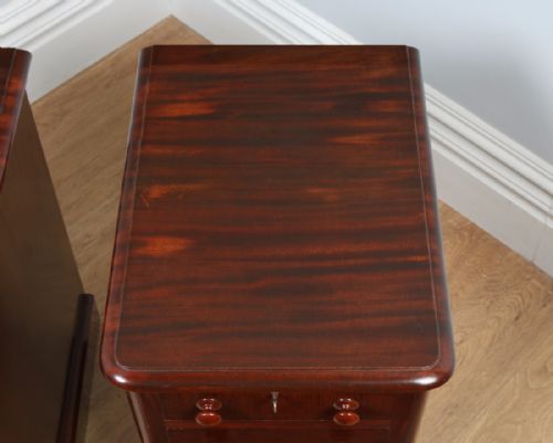 fig 4. Pair of Victorian Flame Mahogany Bedside Chests Pot Cupboards Night Stands Cabinets (Circa 1860)