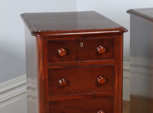 fig 5. Pair of Victorian Flame Mahogany Bedside Chests Pot Cupboards Night Stands Cabinets (Circa 1860)