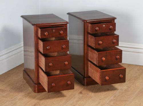 fig 8. Pair of Victorian Flame Mahogany Bedside Chests Pot Cupboards Night Stands Cabinets (Circa 1860)