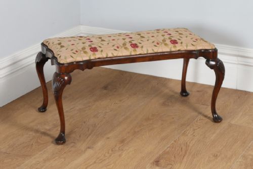 Queen Anne Style Edwardian Mahogany Duet Stool (Circa 1900)