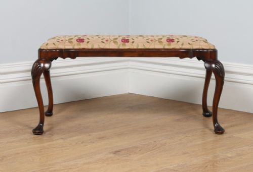 fig 1. Queen Anne Style Edwardian Mahogany Duet Stool (Circa 1900)