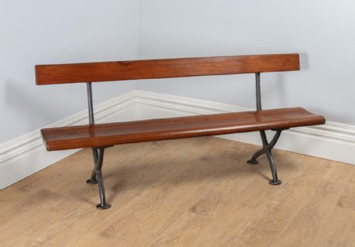 Welsh Victorian 6ft Pitch Pine & Cast Iron Railway Station Bench (Circa 1880)