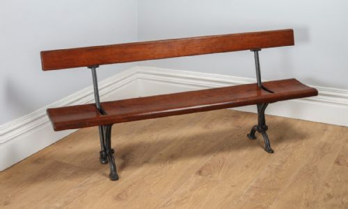 Welsh Victorian 6ft Pitch Pine & Cast Iron Adjustable Railway Station Bench (Circa 1880)