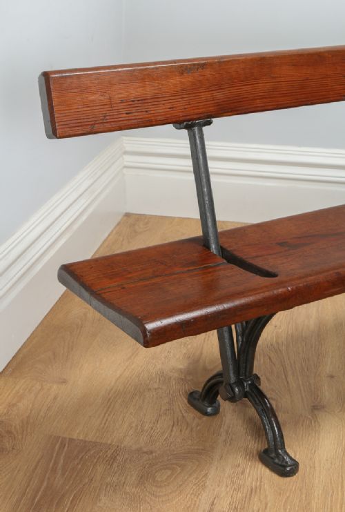 fig 4. Welsh Victorian 6ft Pitch Pine & Cast Iron Adjustable Railway Station Bench (Circa 1880)
