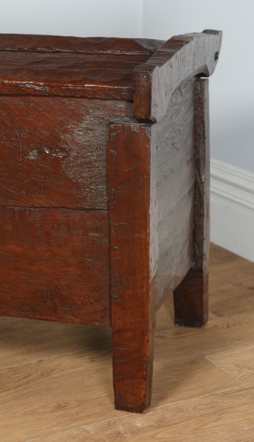 fig 1. Antique English Tudor Elizabethan Oak Meal Ark Coffer Clamp Chest Trunk (Circa 16th Century)