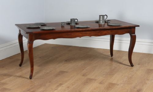 Antique French 6ft 6” Cherry Fruit Wood Farmhouse Kitchen Dining Refectory Table with Breadboard & Drawer (Circa 1850)