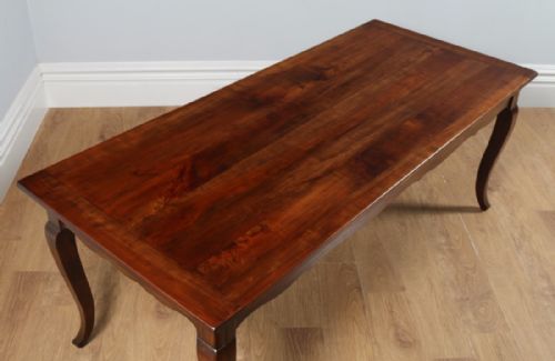 fig 1. Antique French 6ft 6” Cherry Fruit Wood Farmhouse Kitchen Dining Refectory Table With Breadboard & Drawer (Circa 1850)