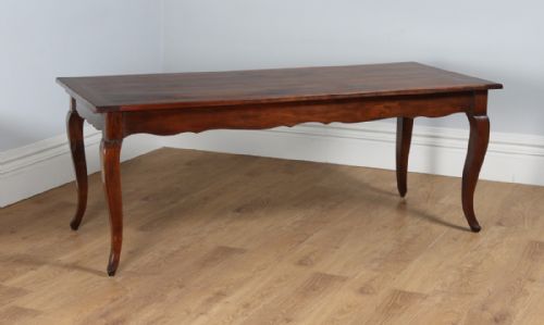fig 3. Antique French 6ft 6” Cherry Fruit Wood Farmhouse Kitchen Dining Refectory Table With Breadboard & Drawer (Circa 1850)