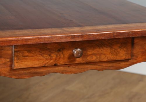 fig 5. Antique French 6ft 6” Cherry Fruit Wood Farmhouse Kitchen Dining Refectory Table With Breadboard & Drawer (Circa 1850)