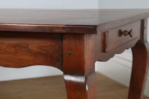 fig 6. Antique French 6ft 6” Cherry Fruit Wood Farmhouse Kitchen Dining Refectory Table With Breadboard & Drawer (Circa 1850)