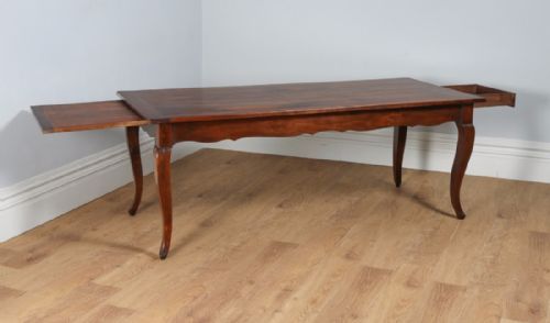 fig 9. Antique French 6ft 6” Cherry Fruit Wood Farmhouse Kitchen Dining Refectory Table With Breadboard & Drawer (Circa 1850)