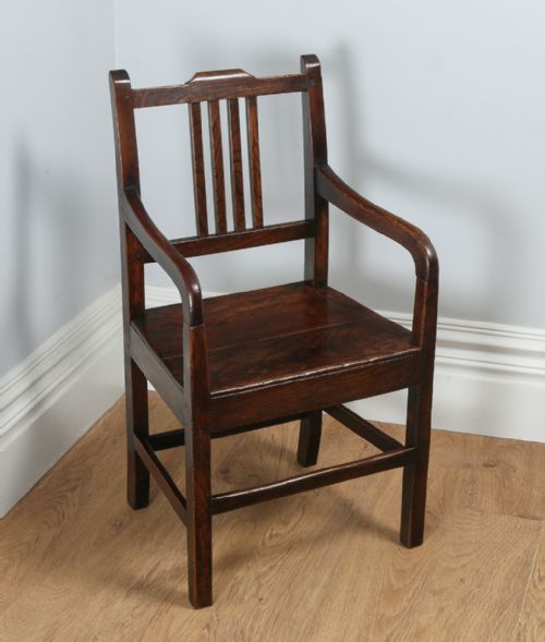 Antique Georgian English Shropshire Elm Country Elbow Armchair / Chair (Circa 1770)