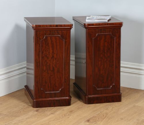Antique Pair of Victorian Figured Mahogany Bedside Chests Pot Cupboards Night Stands Cabinets (Circa 1870)