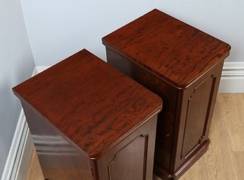 fig 1. Antique Pair of Victorian Figured Mahogany Bedside Chests Pot Cupboards Night Stands Cabinets (Circa 1870)
