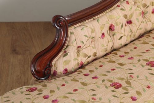 fig 4. Antique Victorian Mahogany Upholstered Floral Embroidered Chaise Longue Settee Couch Sofa (Circa 1850)