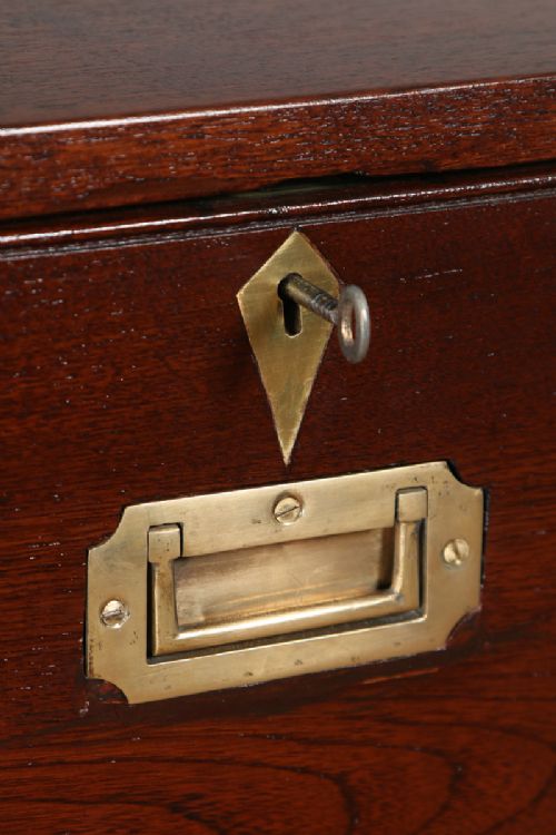 fig 1. Antique Victorian Colonial Anglo Indian Teak & Brass Military Officer’s Campaign Chest of Drawers (Circa 1880)