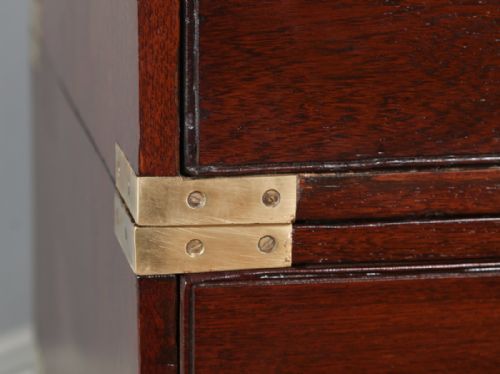 fig 3. Antique Victorian Colonial Anglo Indian Teak & Brass Military Officer’s Campaign Chest of Drawers (Circa 1880)