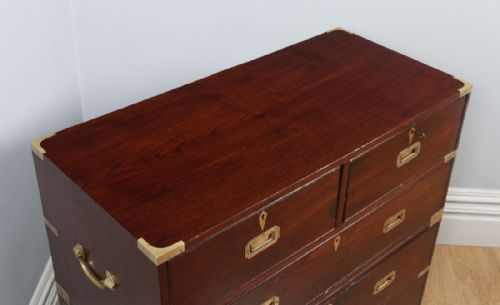 fig 4. Antique Victorian Colonial Anglo Indian Teak & Brass Military Officer’s Campaign Chest of Drawers (Circa 1880)