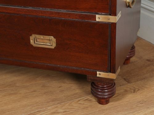 fig 5. Antique Victorian Colonial Anglo Indian Teak & Brass Military Officer’s Campaign Chest of Drawers (Circa 1880)