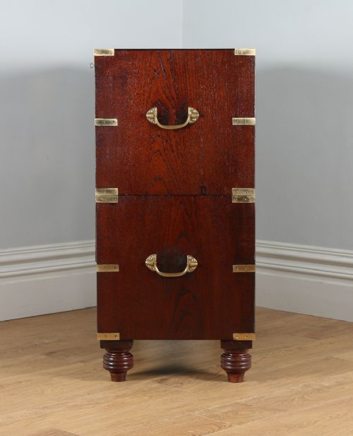 fig 8. Antique Victorian Colonial Anglo Indian Teak & Brass Military Officer’s Campaign Chest of Drawers (Circa 1880)