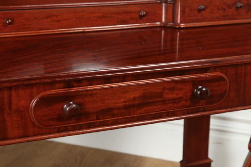 fig 5. Antique English Figured Mahogany Victorian Duchess Dressing Makeup Table With Mirror (Circa 1870)