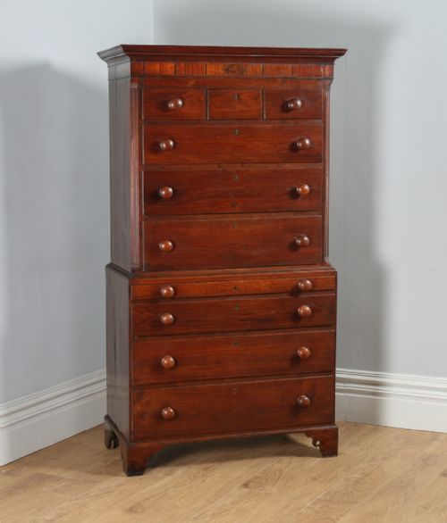 English Georgian Oak Tallboy Chest on Chest of Drawers (Circa 1800)