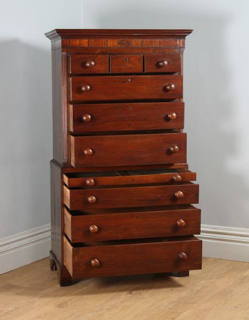 fig 7. English Georgian Oak Tallboy Chest on Chest of Drawers (Circa 1800)