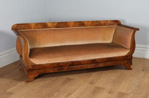 Antique German Biedermeier Flame Mahogany Couch / Sofa / Canape / Settee (Circa 1840)