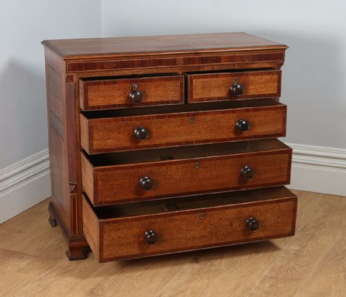 fig 8. Antique English Georgian Oak & Mahogany Inlaid Chest of Drawers (Circa 1800)