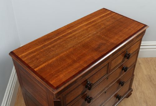 fig 1. Antique English Georgian Oak & Mahogany Inlaid Chest of Drawers (Circa 1800)