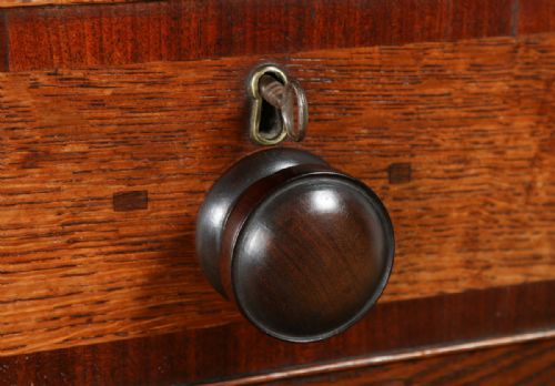 fig 5. Antique English Georgian Oak & Mahogany Inlaid Chest of Drawers (Circa 1800)
