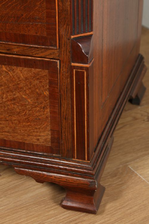 fig 6. Antique English Georgian Oak & Mahogany Inlaid Chest of Drawers (Circa 1800)